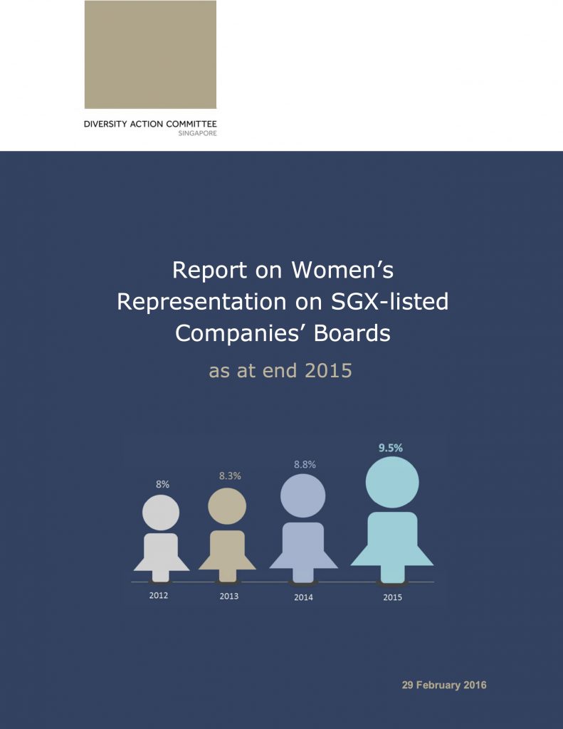 DAC Report Womens Representation on SGX listed Companies Boards as at end 2015 cover 1 scaled